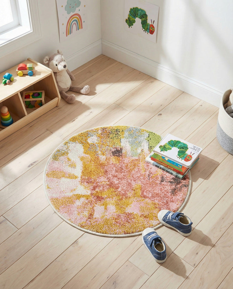 Wonder Tykes Collection Area Rug -  Flutter Round Multi  lifestyle 46