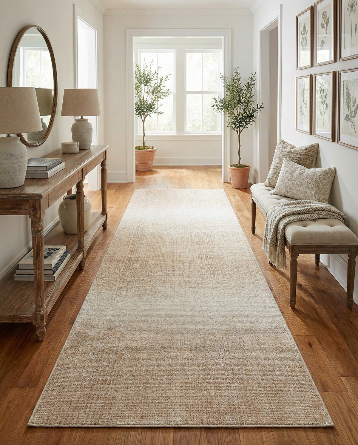 Jewel Oasis Collection Area Rug - Sapphire (Ivory) Runner Ivory  lifestyle 114