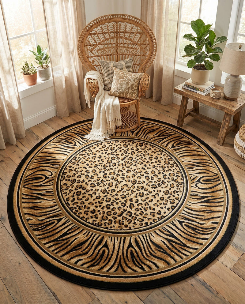 Savannah Sojourn Collection Area Rug -  Chobe Round Light Brown  lifestyle 67