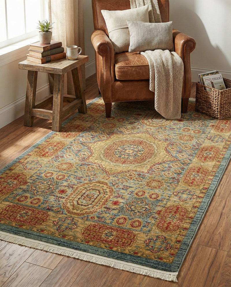 Ottoman Elegance Collection Area Rug -  Ephesus Rectangle Light Blue  lifestyle 45