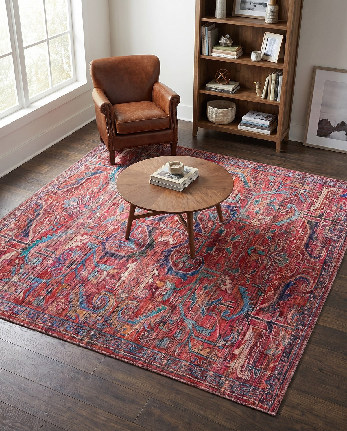Zahara Oasis Collection Area Rug -  Tangier Square Rust Red  lifestyle 84