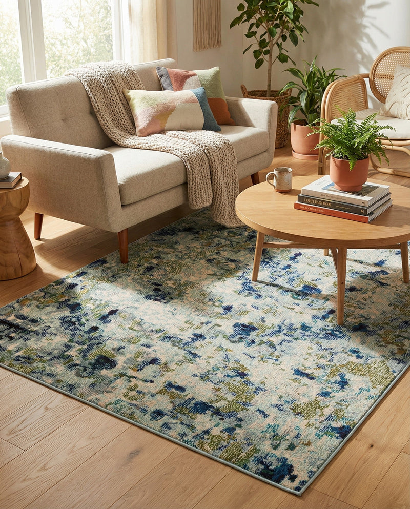 Chromatic Oasis Collection Area Rug -  Lagoon Rectangle Light Blue  lifestyle 42