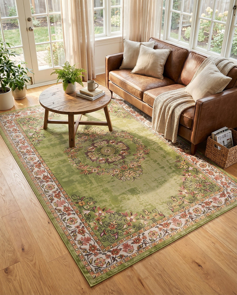 Geneva Terrace Collection Area Rug -  Yverdon Rectangle Green  lifestyle 19