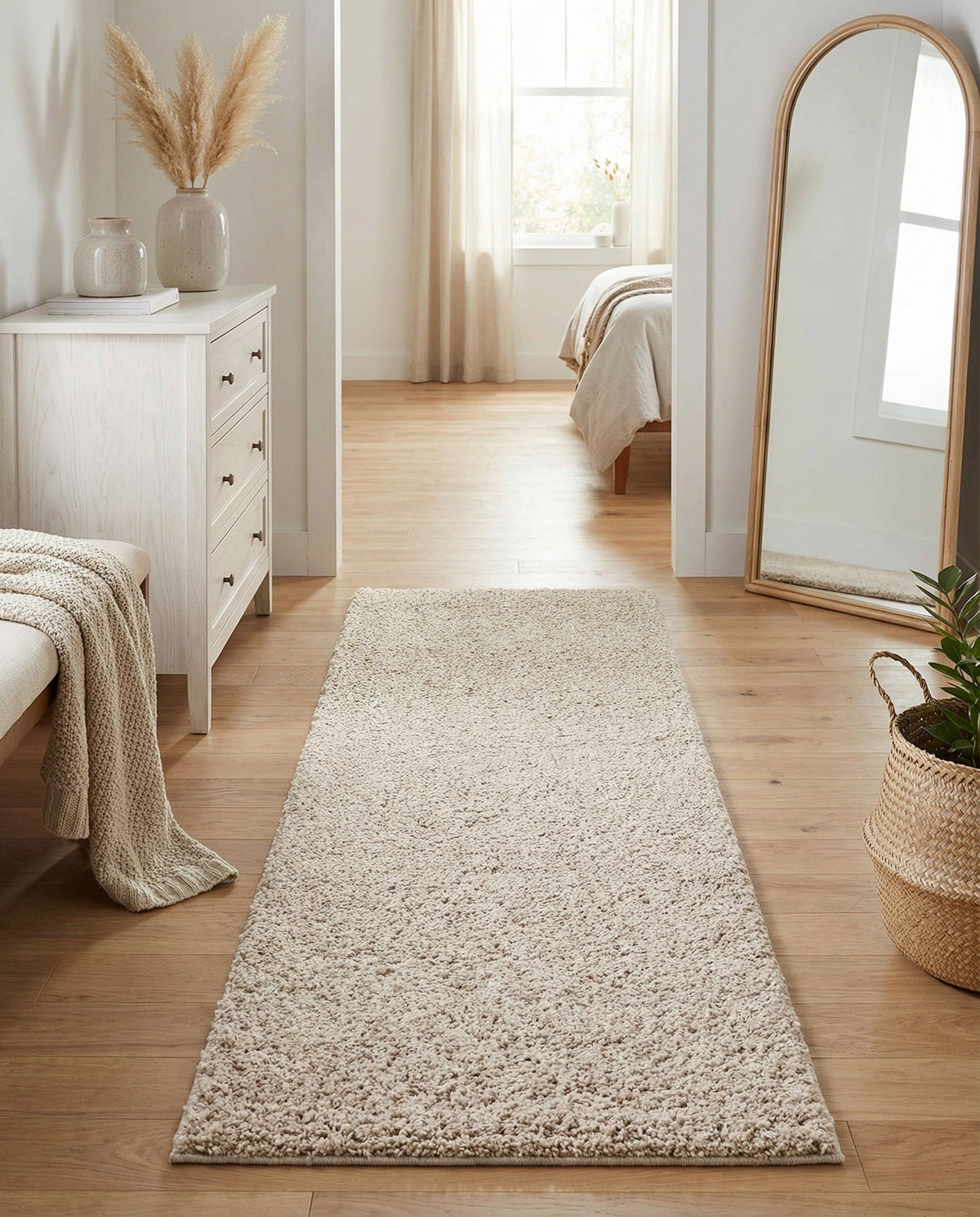Cozy Comfort Shag Collection Area Rug - Haven (Oatmeal Beige) Runner Oatmeal Beige  lifestyle 101