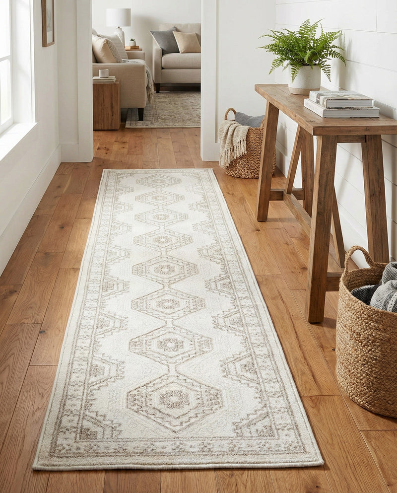 Savannah Elegance Collection Area Rug -  Tybee (Ivory) Runner Ivory  lifestyle 76