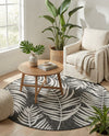 Seaside Blooms Collection Area Rug - Verdure (Charcoal) Round Charcoal  lifestyle 73