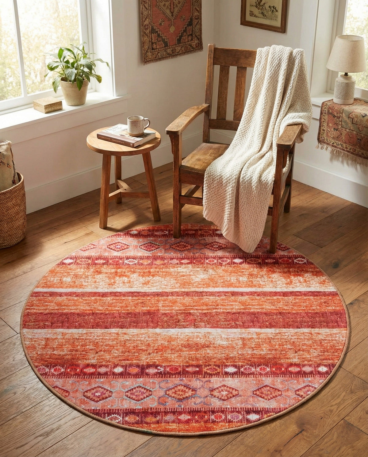 Heritage Elegance Collection Area Rug -  Edinburgh Round Rust Red  lifestyle 79