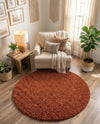 Plush Oasis Collection Area Rug - Serenity (Terracotta) Round Terracotta  lifestyle 82