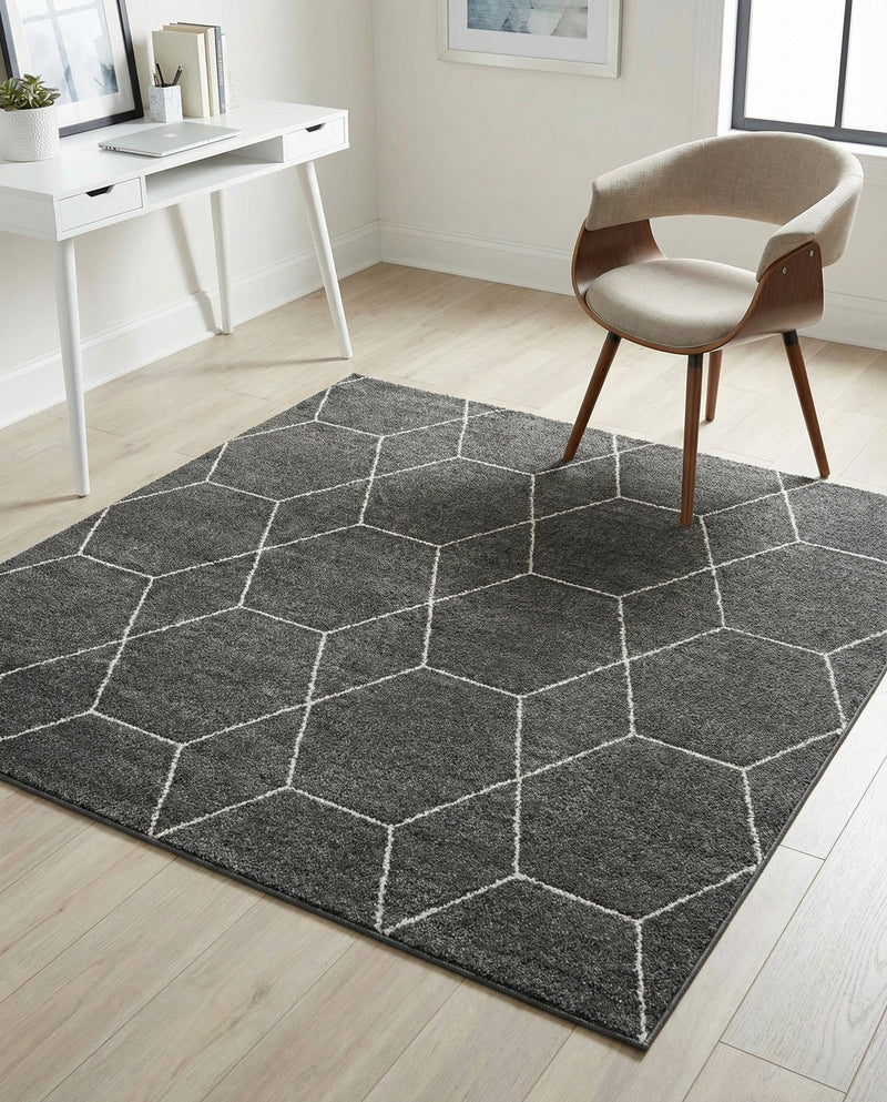 Trellis Mosaic Collection Area Rug - Arborville (Dark Gray) Square Dark Gray  lifestyle 56