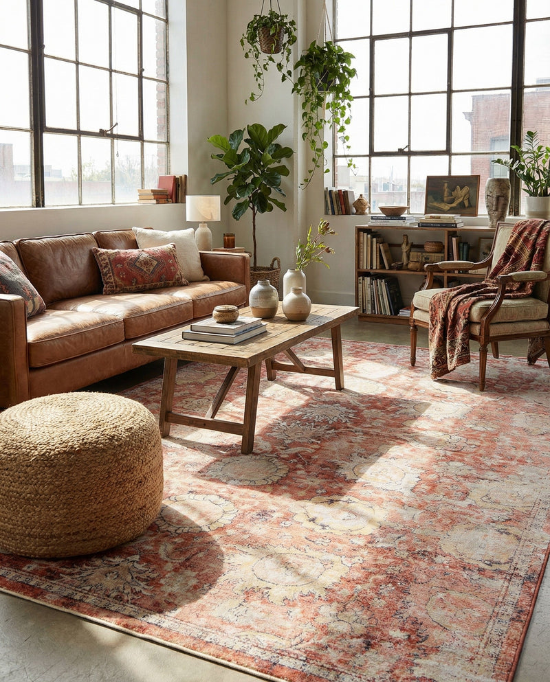 Seville Stripes Collection Area Rug -  Cordoba (Brick Red) Rectangle Brick Red  lifestyle 4