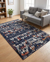 Tangier Treasures Collection Area Rug -  Marrakech Rectangle Navy Blue  lifestyle 19