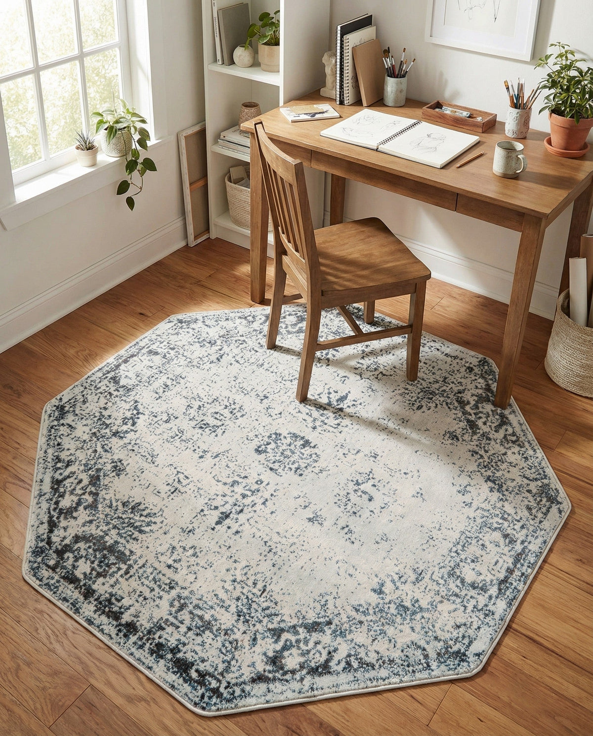 Riviera Elegance Collection Area Rug - Antibes (Light Blue) Octagon Light Blue  lifestyle 99