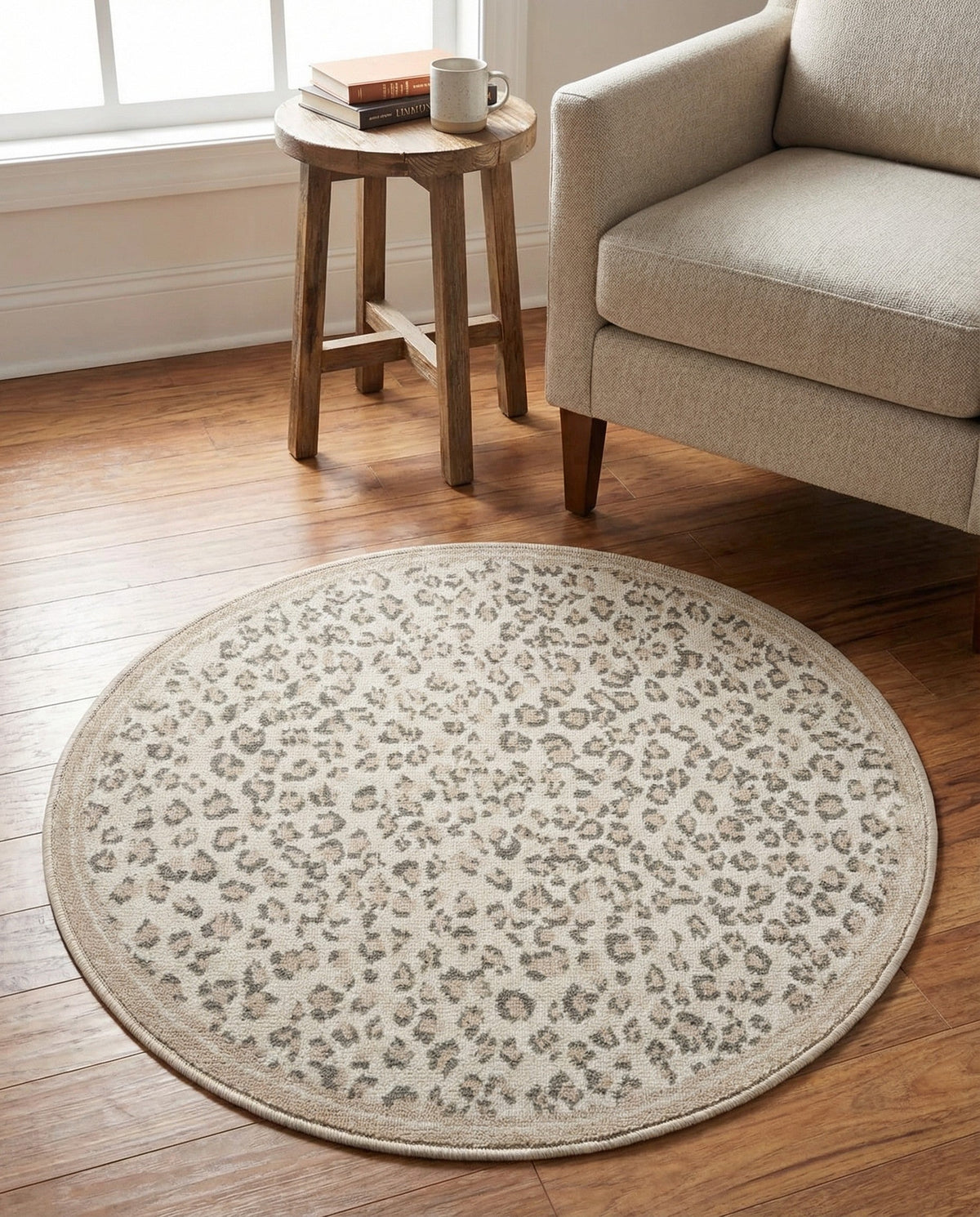 Savannah Sojourn Collection Area Rug - Serengeti Round Ivory  lifestyle 188