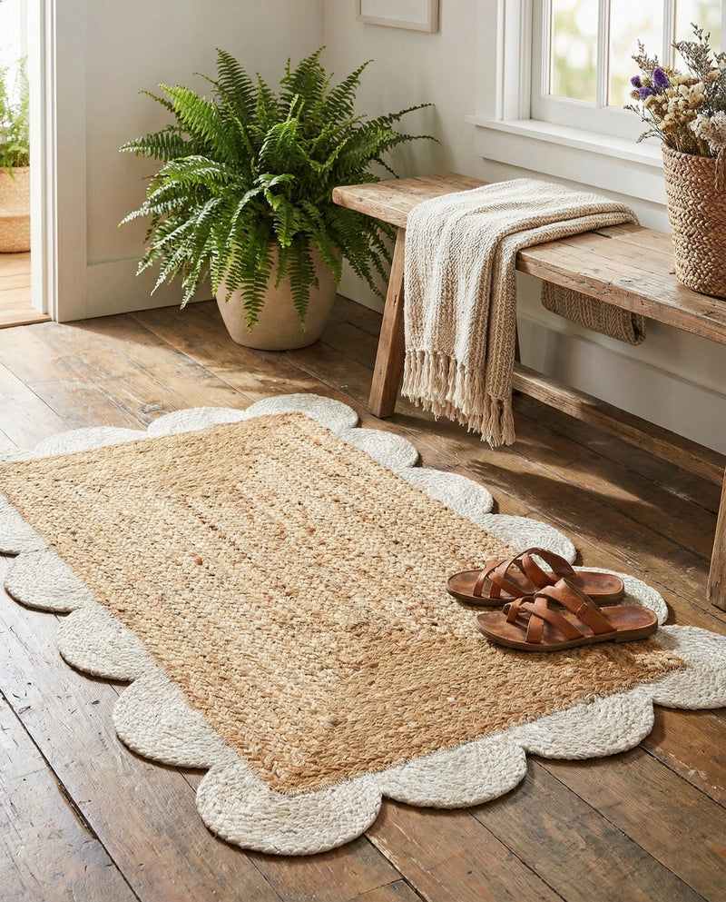 Serenity Braided Jute Collection Area Rug - Seaside Rectangle Natural and Ivory  lifestyle 53