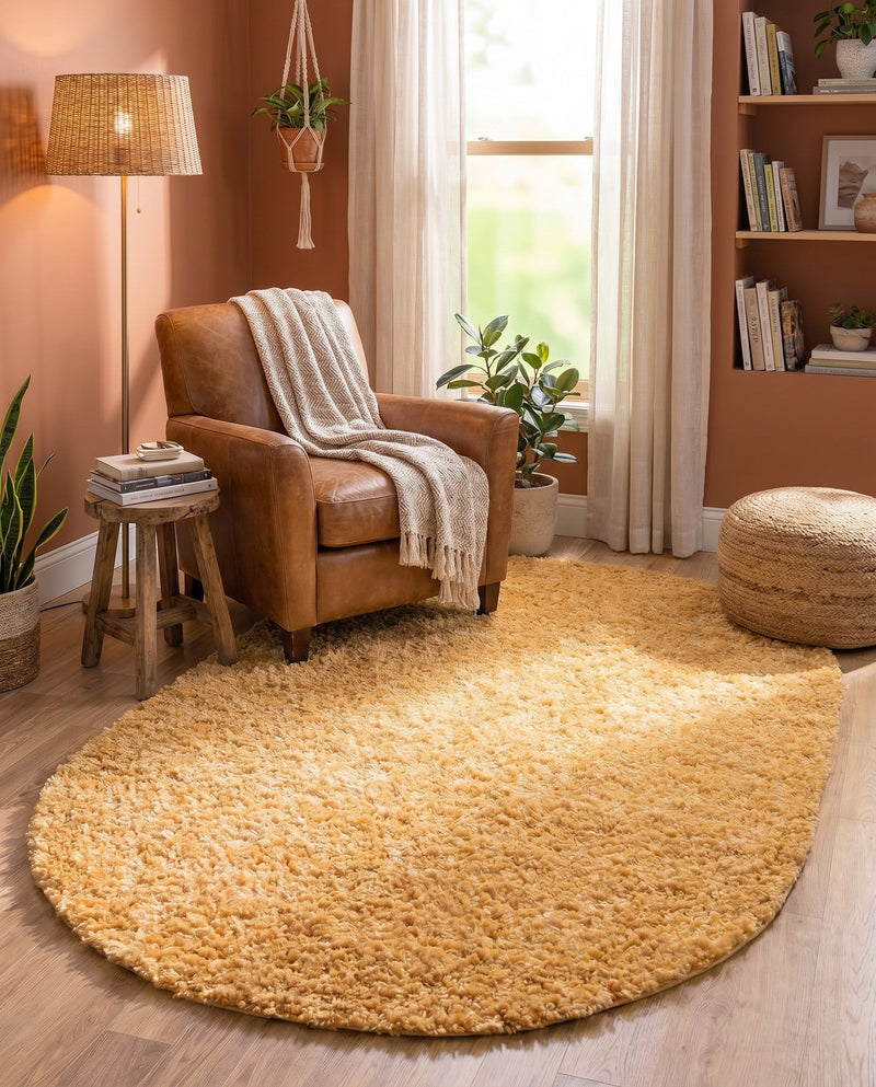 Alpine Plush Collection Area Rug -  Cortina (Sun Yellow) Oval Sun Yellow  lifestyle 43