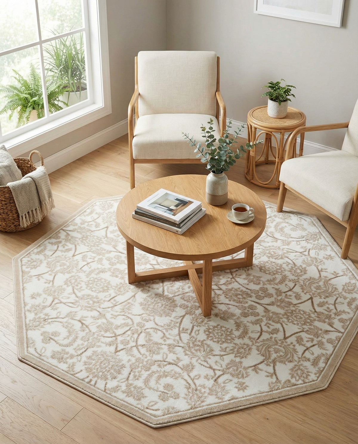 Andes Summit Collection Area Rug -  Chimborazo Octagon Snow White  lifestyle 83