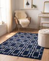 Hollywood Luxe Collection Area Rug -  Beverly (Navy Blue Silver) Rectangle Navy Blue Silver  lifestyle 17