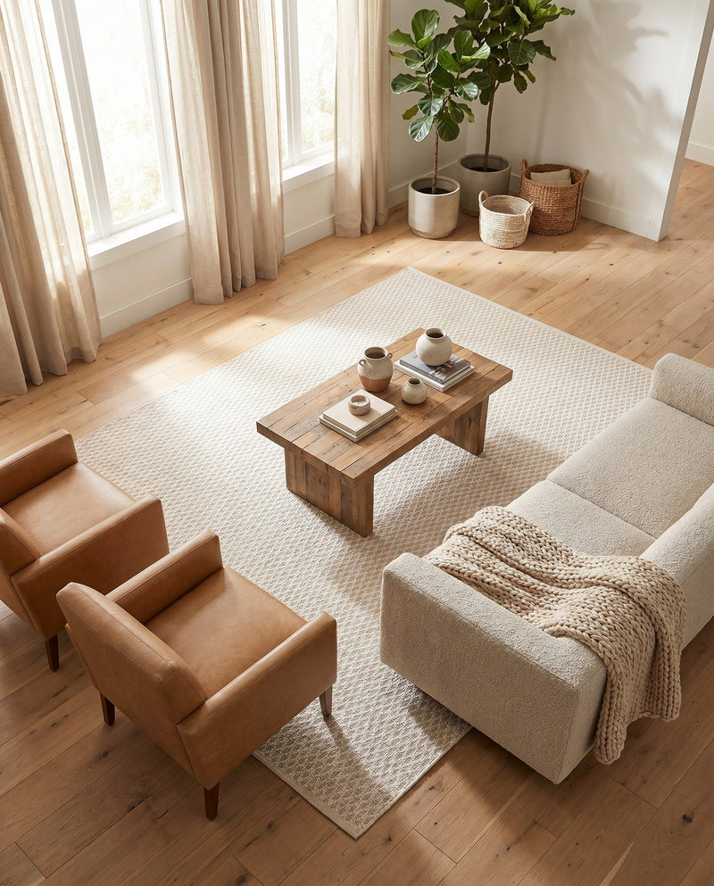 Trellis Wool Collection Area Rug - Cobbles Rectangle Ivory  lifestyle 38