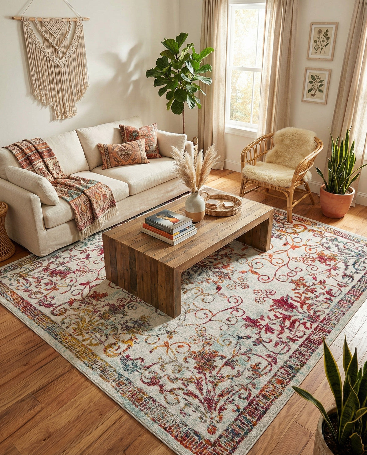 Brighton Terrace Collection Area Rug -  Saltdean Square Ivory  lifestyle 121