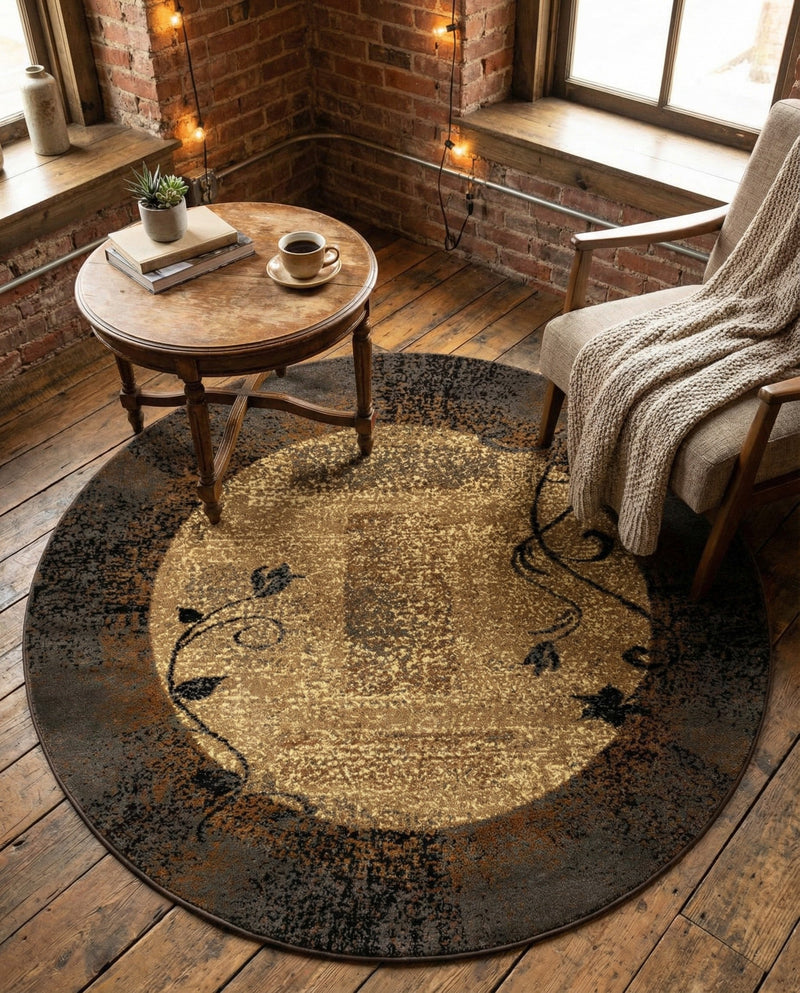 Bistro Lounge Collection Area Rug -  Affogato Round Beige  lifestyle 70