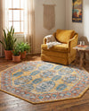 Seville Stripes Collection Area Rug -  Granada (Yellow) Octagon Yellow  lifestyle 51