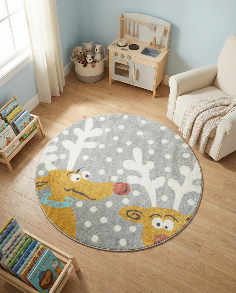 Wonder Tykes Collection Area Rug -  Mystic Round Gray  lifestyle 43