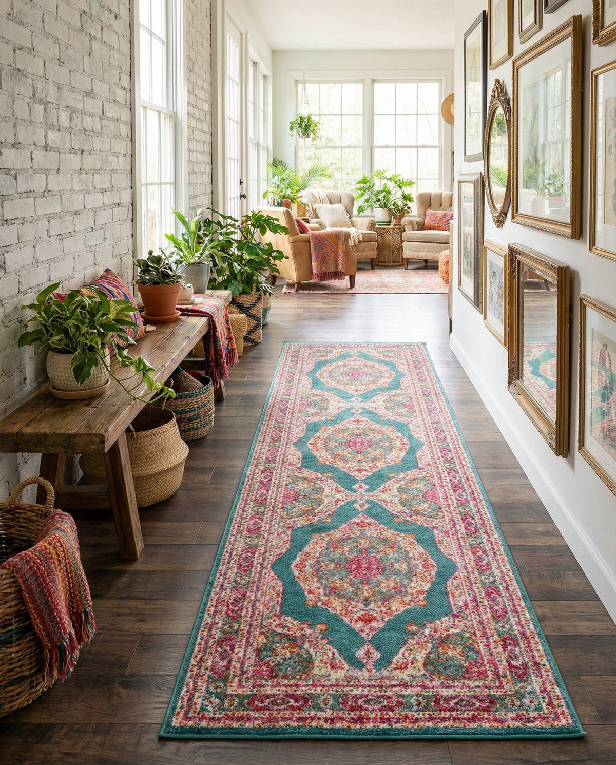 Caribbean Breeze Collection Area Rug -  Windward Runner Turquoise  lifestyle 193