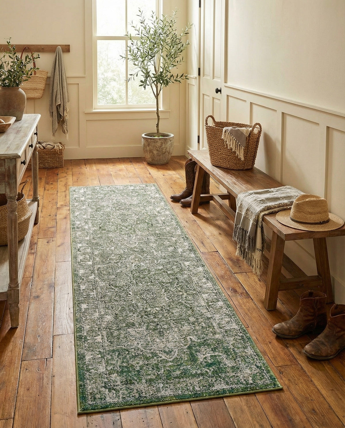 Savannah Soiree Collection Area Rug -  Everglade (Green) Runner Green  lifestyle 112