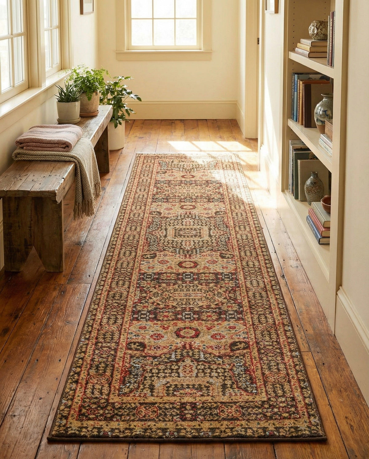 Ottoman Elegance Collection Area Rug - Sultan Runner Brown  lifestyle 160