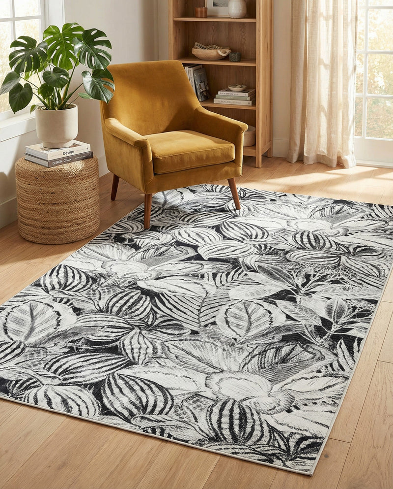 Meadow Breeze Collection Area Rug -  Bluebell Rectangle Charcoal  lifestyle 14