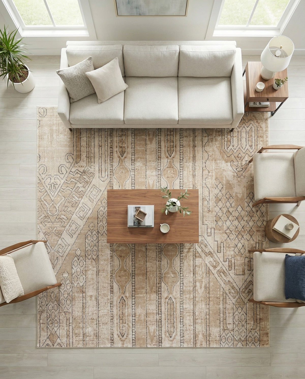 Cascade Range Collection Area Rug - Hood (Ivory) Square Ivory  lifestyle 69