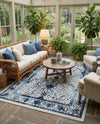 Horizon Collection Area Rug -  Sierra Rectangle Ivory and Blue  lifestyle 40