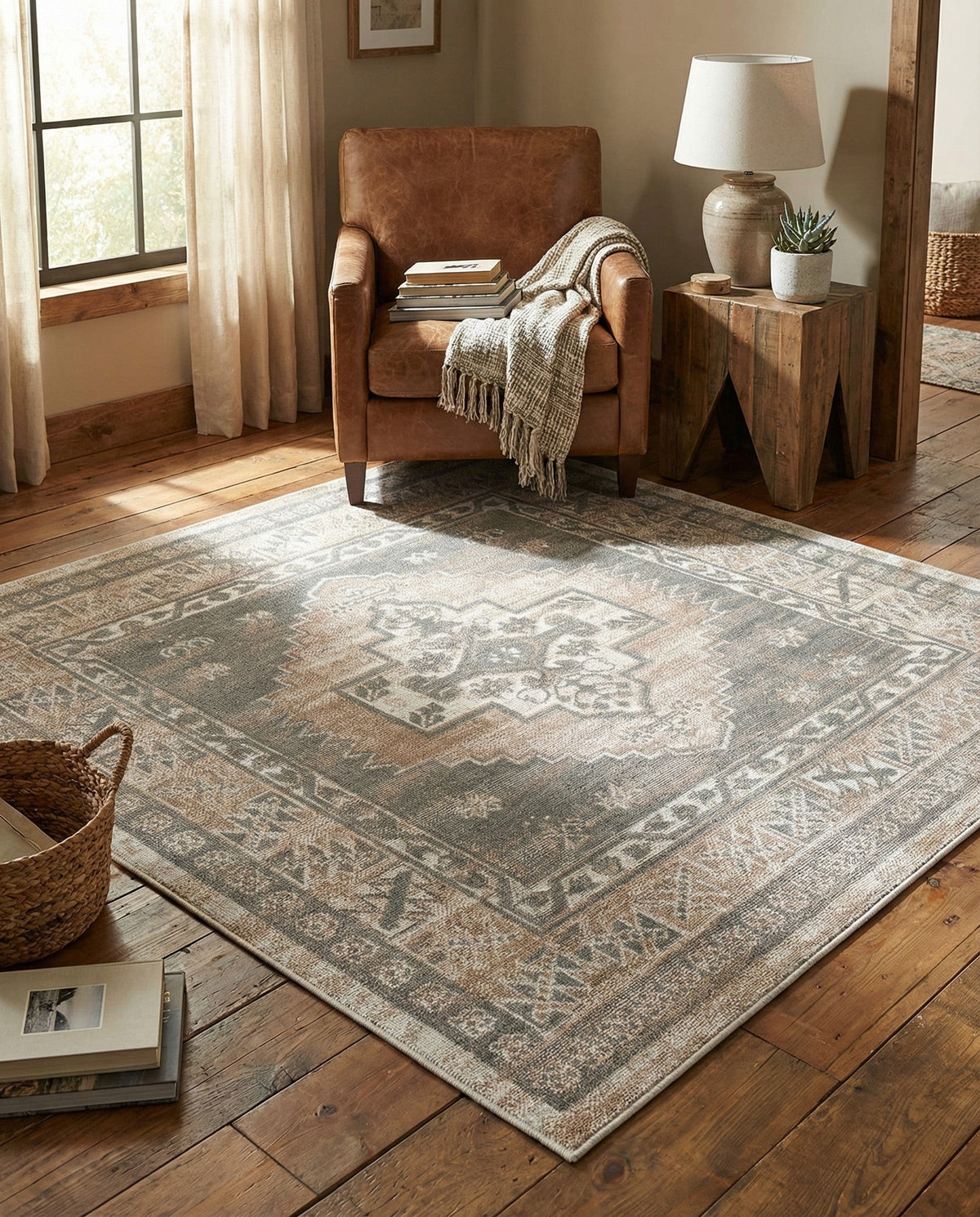 Savannah Series Collection Area Rug -  Augusta (Mink) Square Mink  lifestyle 98