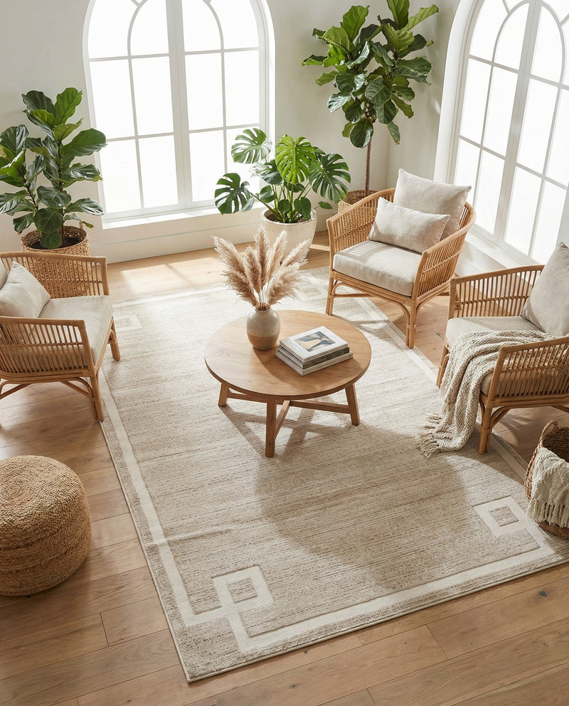 Metro Heights Collection Area Rug -  Bronx Rectangle Beige  lifestyle 42