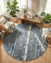 Cascade Range Collection Area Rug - Hood (Blue Gray) Round Blue Gray  lifestyle 60