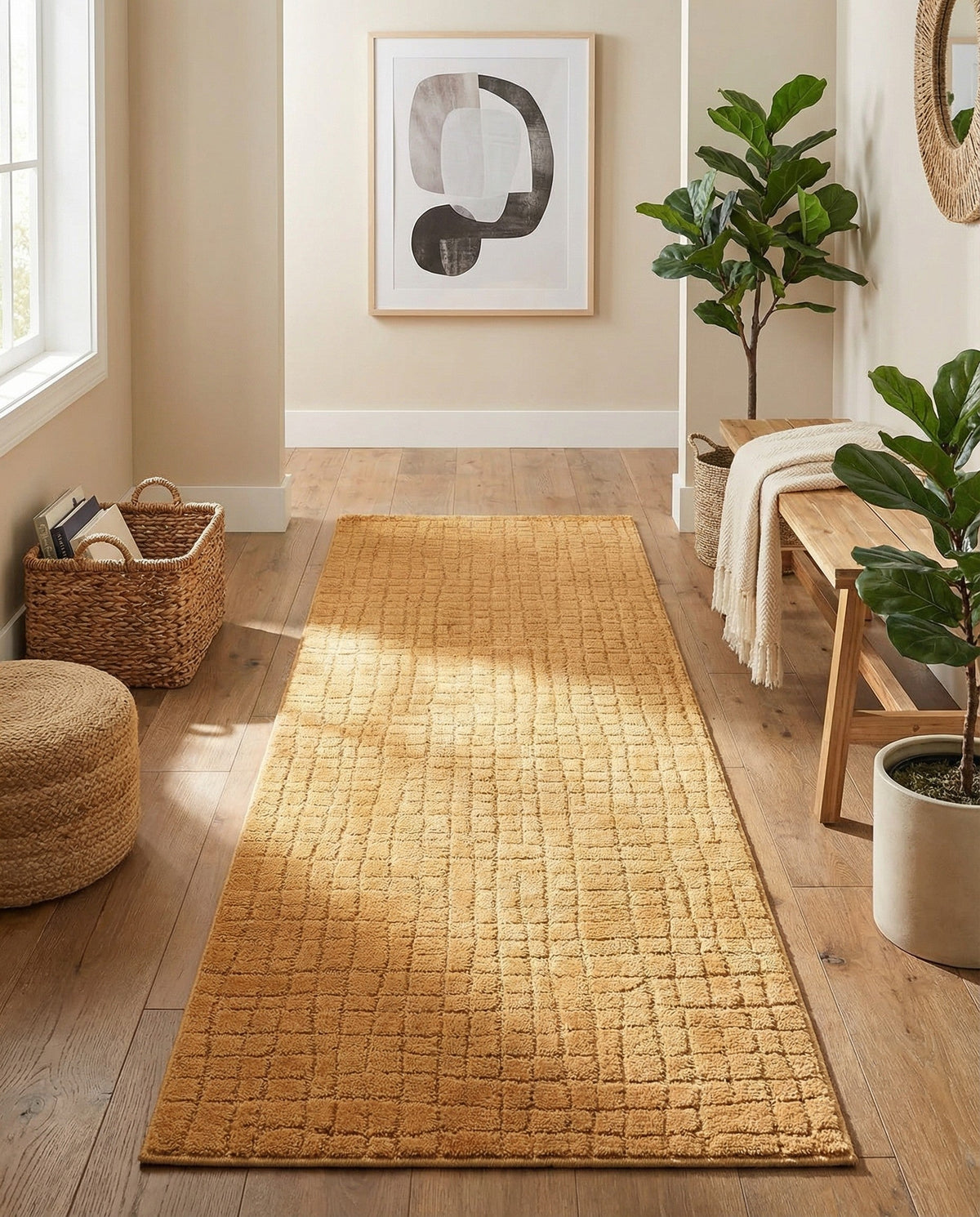 Haven Tapestry Collection Area Rug - WhisperingFalls Runner Goldenrod Glow  lifestyle 107