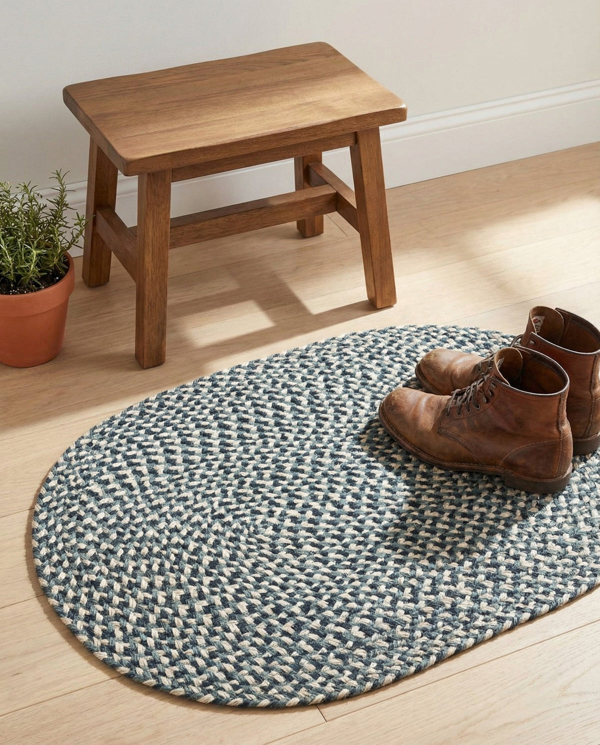 Highland Woven Jute Collection Area Rug - Glenmore (Navy Blue) Oval Navy Blue  lifestyle 56