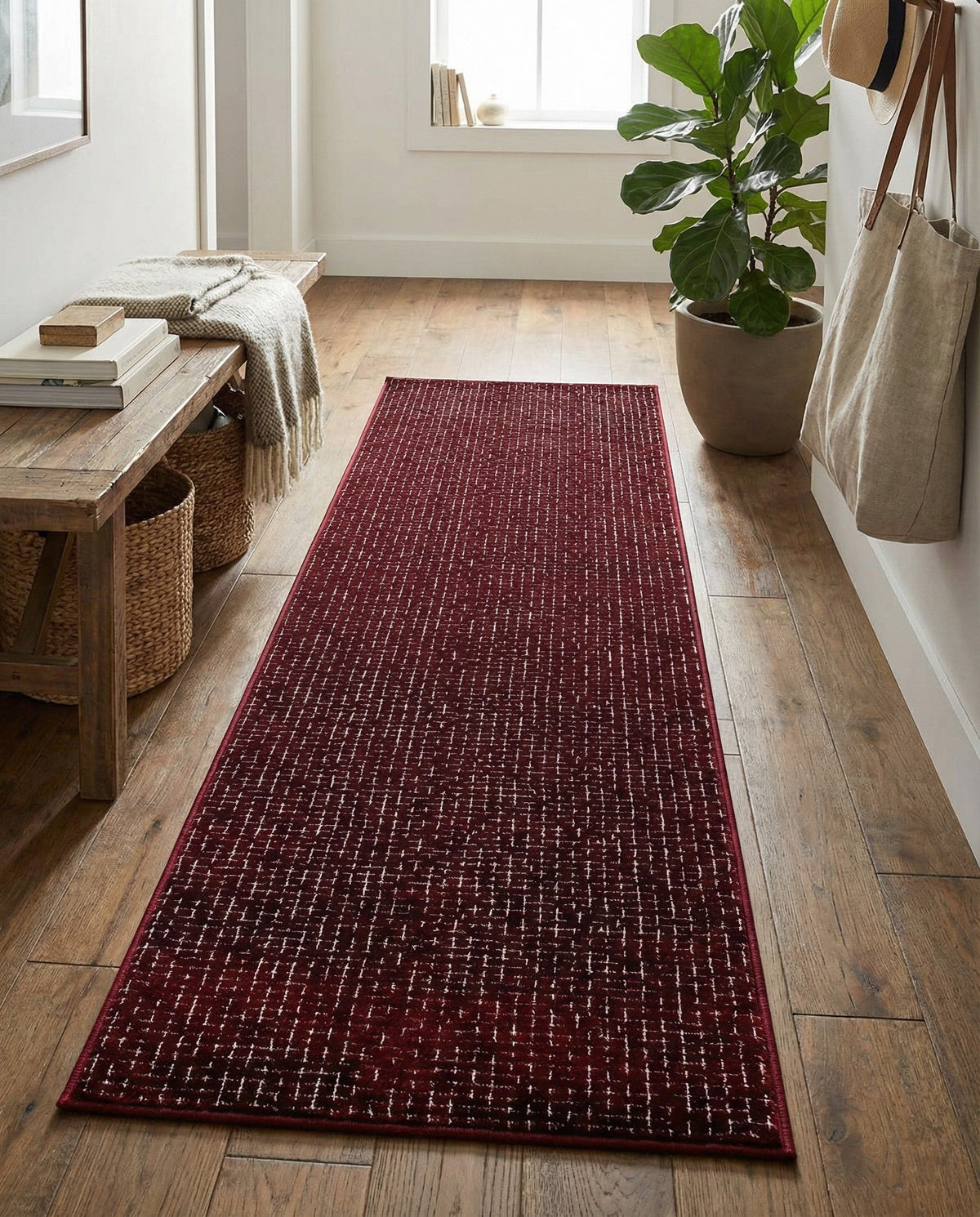 Aravalli Collection Area Rug -  Jaisalmer Runner Burgundy Red  lifestyle 195