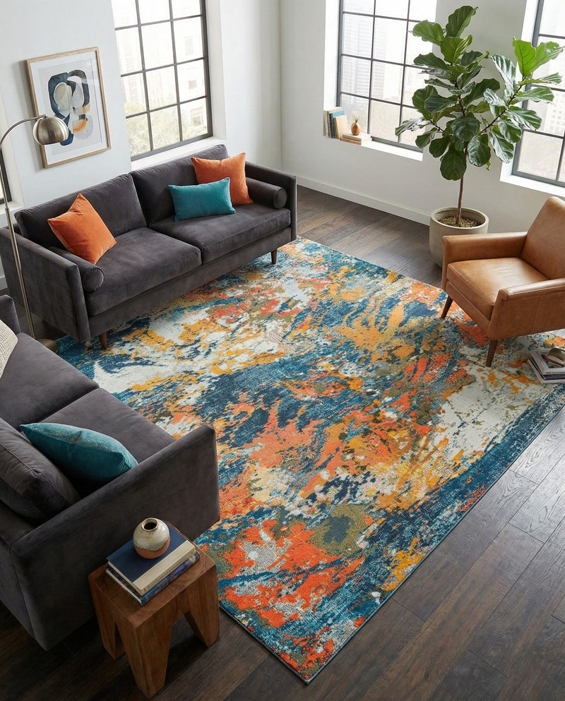 Colorburst Oasis Collection Area Rug -  Chroma Rectangle Multi  lifestyle 24