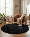 Eternal Plush Oasis Collection Area Rug -  Tranquility (Onyx Black) Round Onyx Black  lifestyle 61