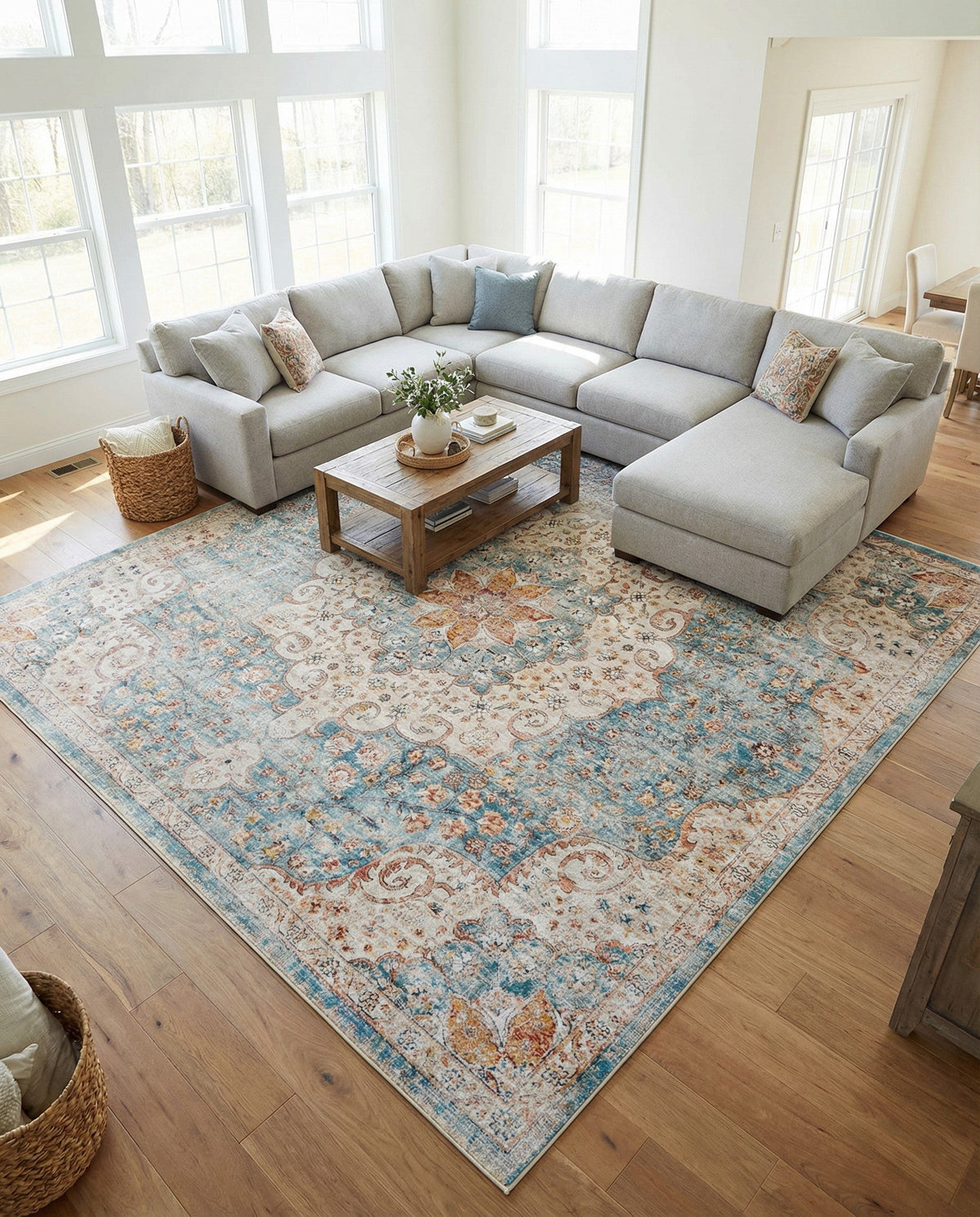 Coastal Haven Collection Area Rug - Seabreeze (Blue) Square Blue  lifestyle 112