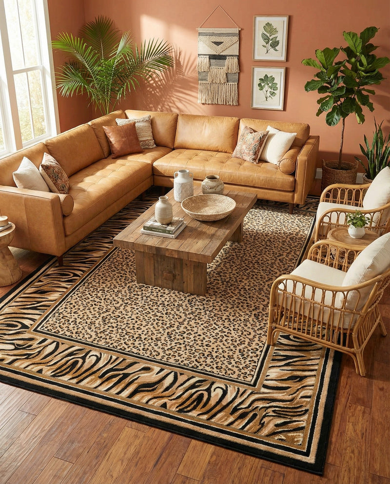 Savannah Sojourn Collection Area Rug -  Chobe Rectangle Light Brown  lifestyle 15