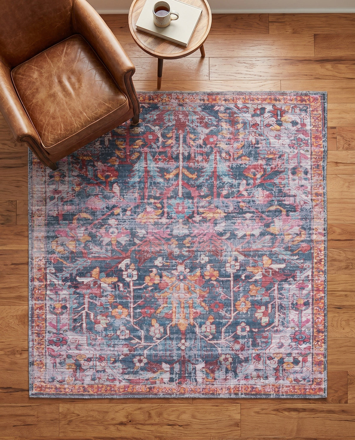 Zahara Oasis Collection Area Rug -  Nador Square Navy Blue  lifestyle 95