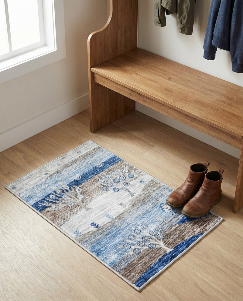Zagros Shades Collection Area Rug -  Behbahan Rectangle Blue Gray  lifestyle 9