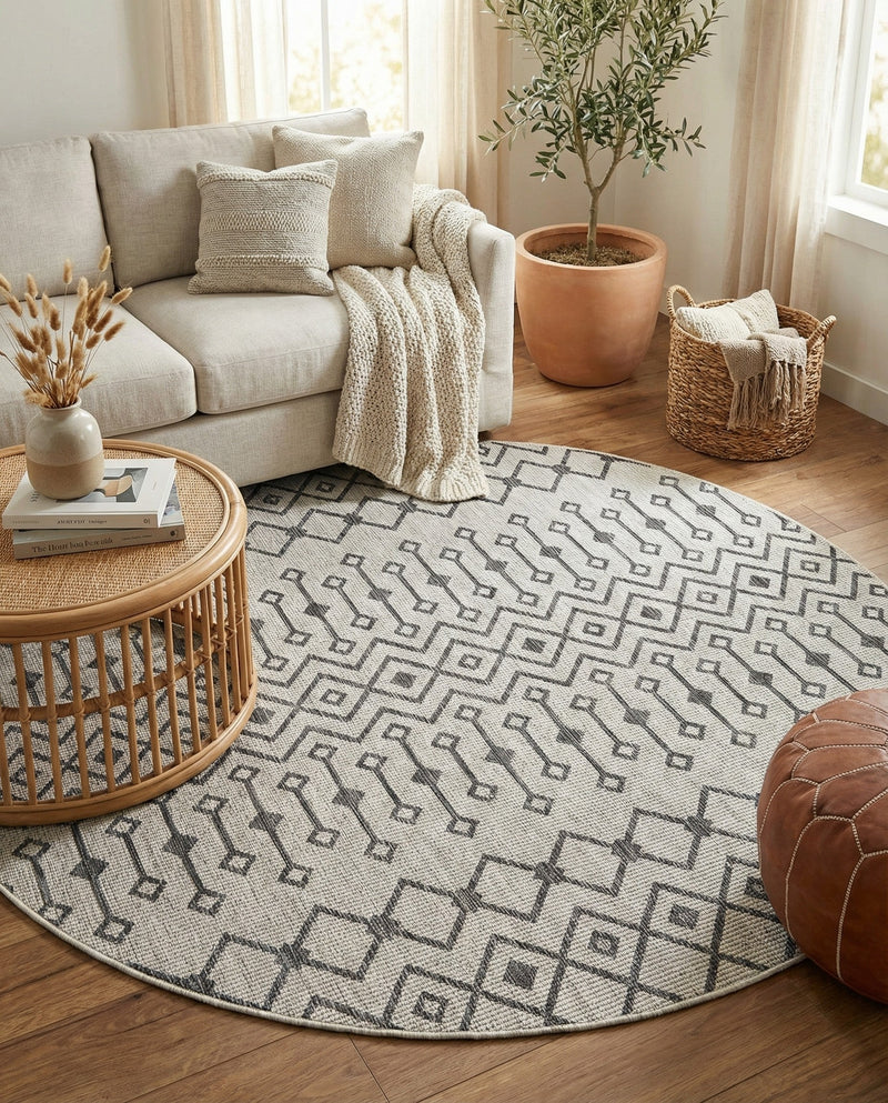 Savannah Pergola Collection Area Rug -  Pergola (Gray) Round Gray  lifestyle 54