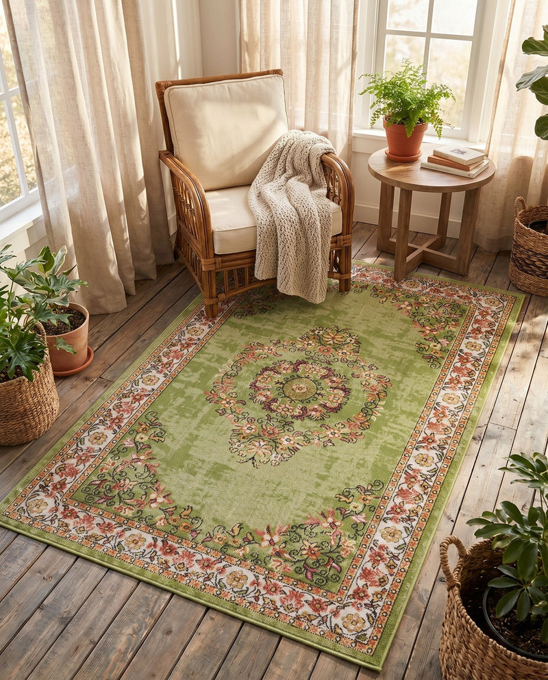 Geneva Terrace Collection Area Rug -  Yverdon Rectangle Green  lifestyle 53
