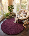 Plush Oasis Collection Area Rug - Serenity (Eggplant Purple) Round Eggplant Purple  lifestyle 80