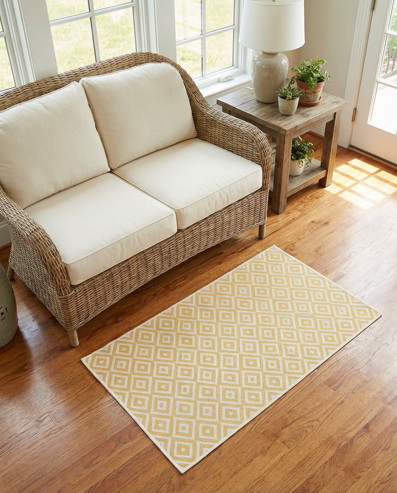 Urban Oasis Rugs Collection Area Rug -  Rooftop (Yellow Ivory) Rectangle Yellow Ivory  lifestyle 8
