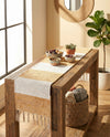 Tassel Trail Collection Area Rug - Pathway (Beige) Table Runner Beige  lifestyle 80