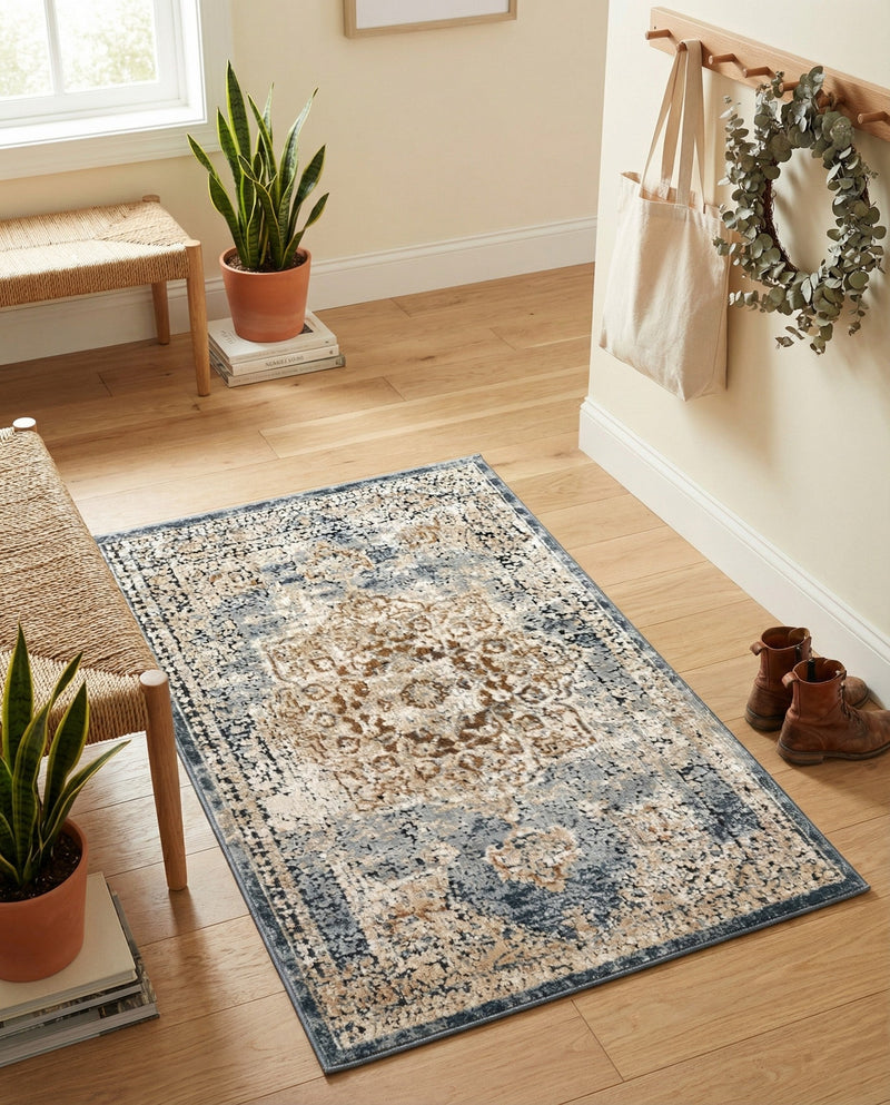 Coastal Manor Collection Area Rug -  Pelican Rectangle Slate Blue  lifestyle 44